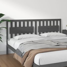 Bed Headboard Grey 185.5x4x100 cm Solid Wood Pine