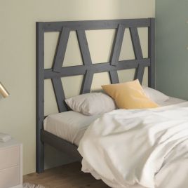 Bed Headboard Grey 81x4x100 cm Solid Wood Pine