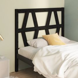 Bed Headboard Black 96x4x100cm Solid Wood Pine