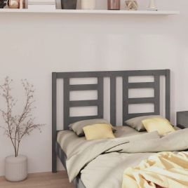 Bed Headboard Grey 146x4x100 cm Solid Wood Pine