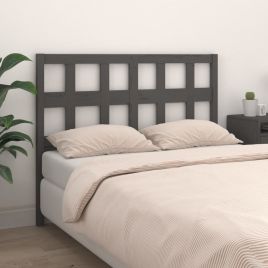 Bed Headboard Grey 125.5x4x100 cm Solid Wood Pine