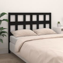 Bed Headboard Black 125.5x4x100cm Solid Wood Pine