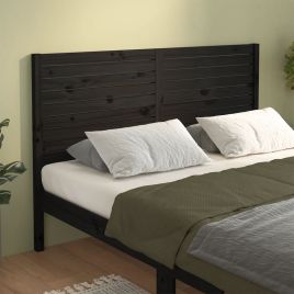 Bed Headboard Black 156x4x100cm Solid Wood Pine