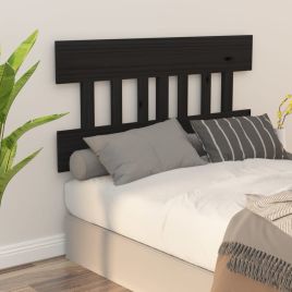 Bed Headboard Black 163.5x3x81 cm Solid Wood Pine