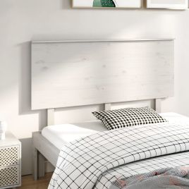 Bed Headboard White 144x6x82.5 cm Solid Wood Pine