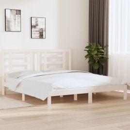 Bed Frame White Solid Wood 180x200 cm Super King Size