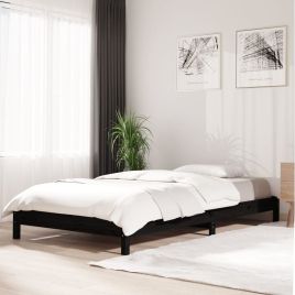 Stack Bed Black 100x200 cm Solid Wood Pine