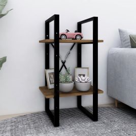 2-Tier Book Cabinet Brown Oak 40x30x70 cm Engineered Wood