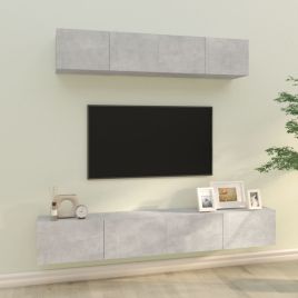4 Piece TV Cabinet Set Concrete Grey Engineered Wood