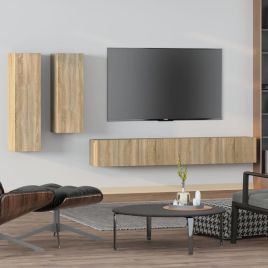 4 Piece TV Cabinet Set Sonoma Oak Engineered Wood
