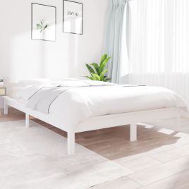 Bed Frame White 120x200 cm Solid Wood Pine