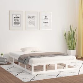 Bed Frame White 140x190 cm Solid Wood