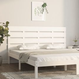 Headboard White 200x3x80 cm Solid Wood Pine