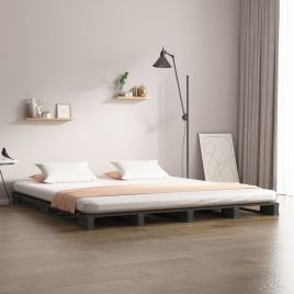 Pallet Bed Grey 150x200 cm King Size Solid Wood