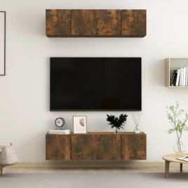 Wall TV Cabinets 4 Pieces Smoked Oak 60x30x30 cm Engineered Wood