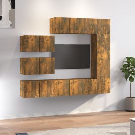 8 Piece TV Cabinet Set Smoked Oak Engineered Wood