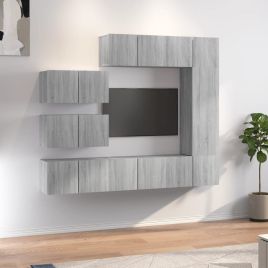 8 Piece TV Cabinet Set Grey Sonoma Engineered Wood