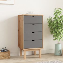 OLIVER I Oak Finish Chest of Drawers - Tallboy, Small-sized, 4 Drawers