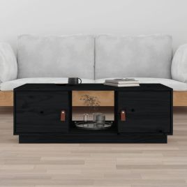 Coffee Table Black 100x50x35 cm Solid Wood Pine