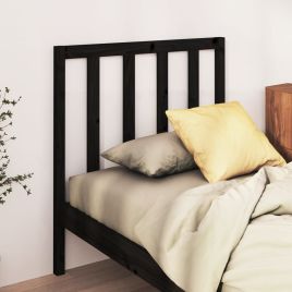 Bed Headboard Black 95x4x100cm Solid Wood Pine