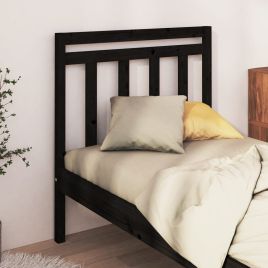 Bed Headboard Black 95x4x100cm Solid Wood Pine