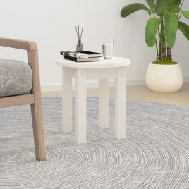 Coffee Table White Ã˜ 35x35 cm Solid Wood Pine