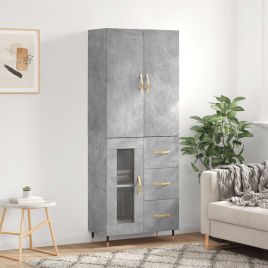 Highboard Concrete Grey 69.5x34x180 cm Engineered Wood
