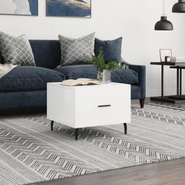 Coffee Table High Gloss White 50x50x40 cm Engineered Wood