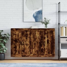Wall Mounted Cabinets 2 Pieces Smoked Oak Engineered Wood