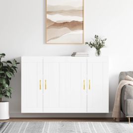 Wall Mounted Cabinets 2 Pieces White Engineered Wood