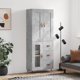 Highboard Concrete Grey 69.5x34x180 cm Engineered Wood