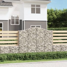 Arched Gabion Baskets 4 Pieces 200x30x160/180 cm Galvanised Iron