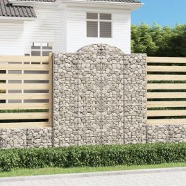 Arched Gabion Baskets 9 Pieces 200x50x220/240 cm Galvanised Iron