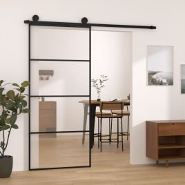 Sliding Door with Hardware Set 90x205cm ESG Glass and Aluminium