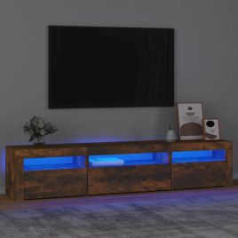 TV Cabinet with LED Lights Smoked Oak 195x35x40cm