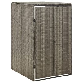 Single Wheelie Bin Shed Grey 70x80x117 cm Poly Rattan