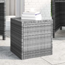 Side Table Grey 40x37x40.5 cm Poly Rattan
