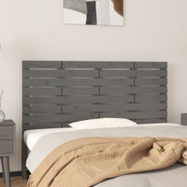 Wall Headboard Grey 146x3x63cm Solid Wood Pine