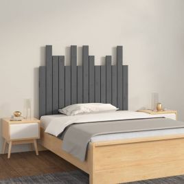 Wall Headboard Grey 95.5x3x80cm Solid Wood Pine