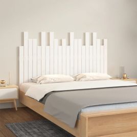 Wall Headboard White 140x3x80cm Solid Wood Pine