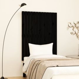 Wall Headboard Black 82.5x3x110cm Solid Wood Pine