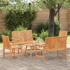 LAOBRO Garden Lounge Set 5 pcs Solid Acacia Wood - Brown