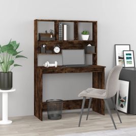 Desk with Shelves Smoked Oak 102x45x148 cm Engineered Wood
