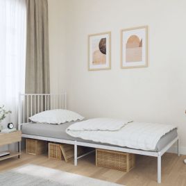 Metal Bed Frame with Headboard White 100x200 cm