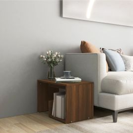 Side Table Brown Oak 59x36x38cm Engineered Wood