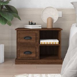 Bedside Table - ATLANTA Nightstand Brown Oak 60cm