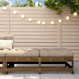 Garden Footstools with Cushions 2pcs Honey Brown Solid Wood Pine