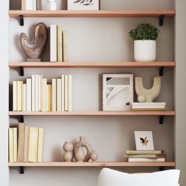 Wall Shelf 80x20x2cm Untreated Solid Wood Oak