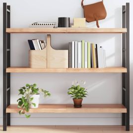 Wall Shelf Light Brown 120x30x4 cm Treated Solid Wood Oak