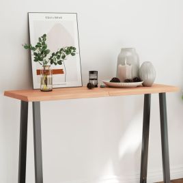 Table Top Light Brown 120x40x4 cm Treated Solid Wood Oak Live Edge